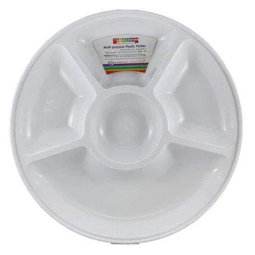 White Plastic 5 Sectional Round Platter - 31.5cm x 3.7cm - Image 2