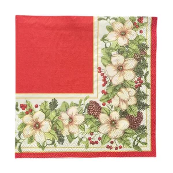 White Poin 20Pck 3Ply 33cm Napkin Red