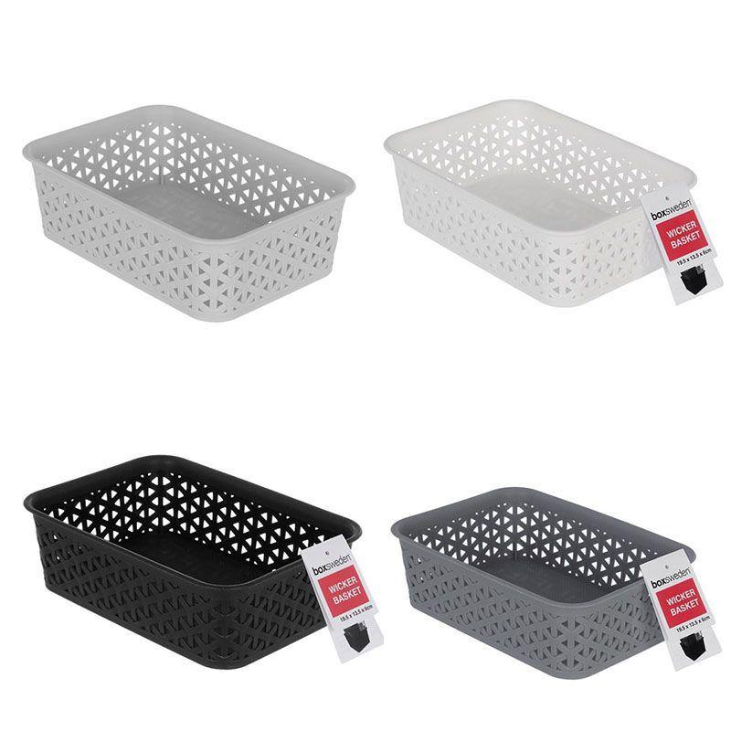 Wicker Design Organiser Basket - 19.5cm x 13.5cm x 6cm
