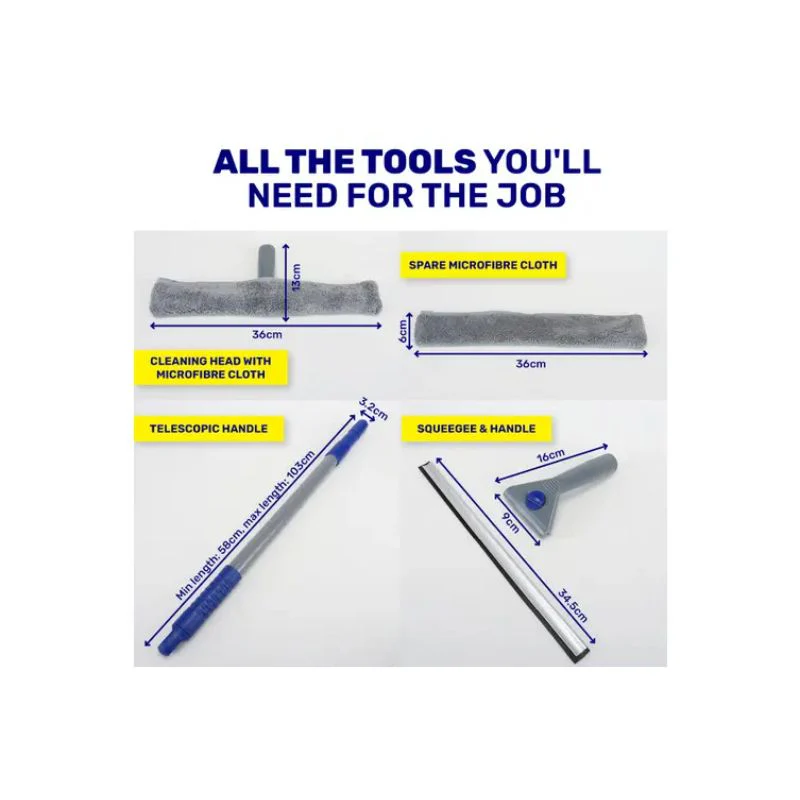 5 Pack Window Squeegee & Washer With Telescopic Pole - Image 3