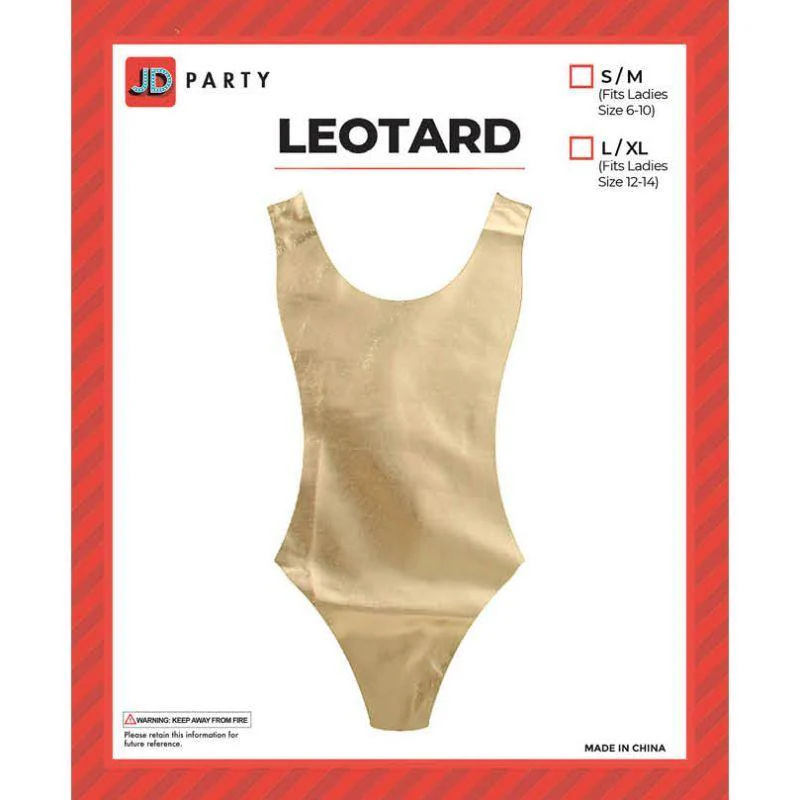Womens 80s Metallic Gold Leotard - S/M