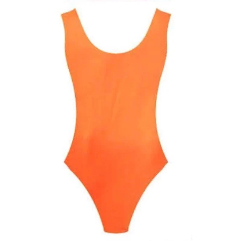 Womens 80s Orange Leotard - S/M