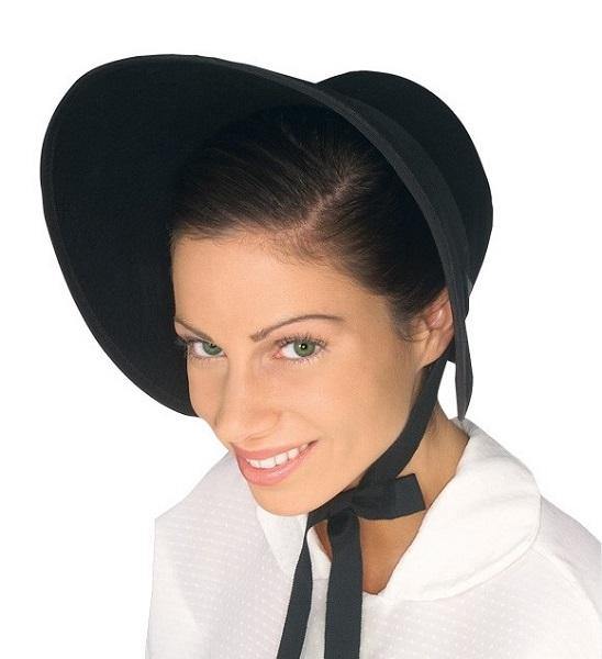 Womens Black Felt Pilgrim Bonnet