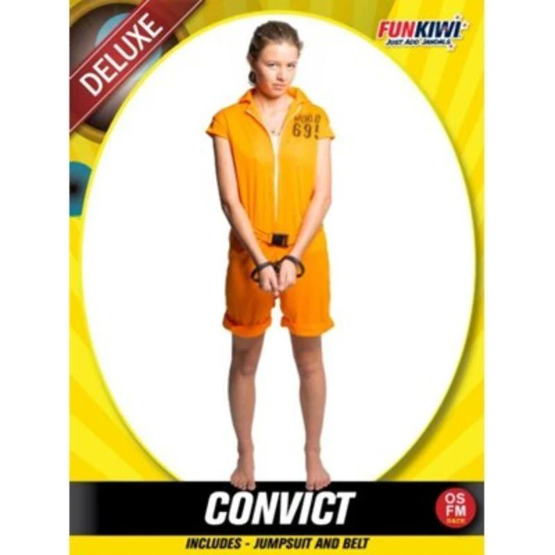 Womens Deluxe Short Suit Convict Lady Costume
