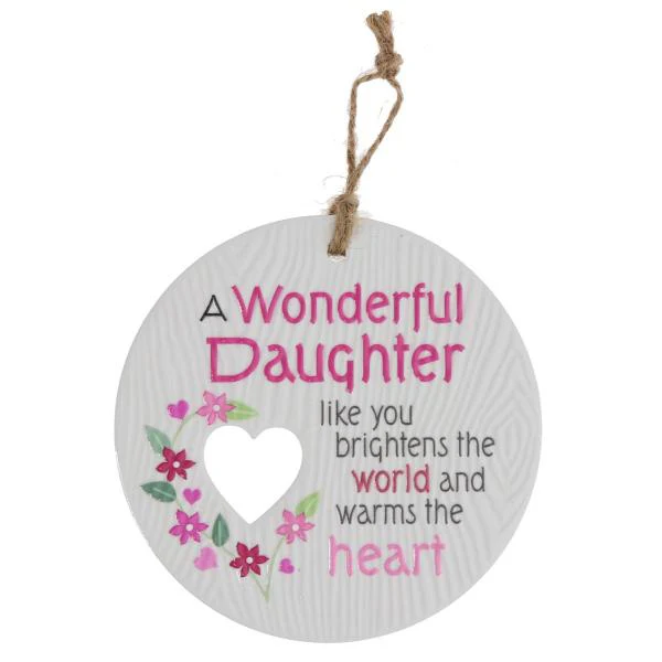 Ceramic Piece Of My Heart Wonderful Daughter Hanging Plaque