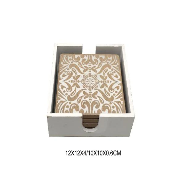 Wooden Coaster 4pk 12cm