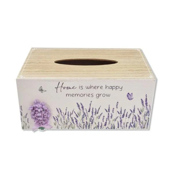 Wooden Lavender Tissue Box 25x14x11cm