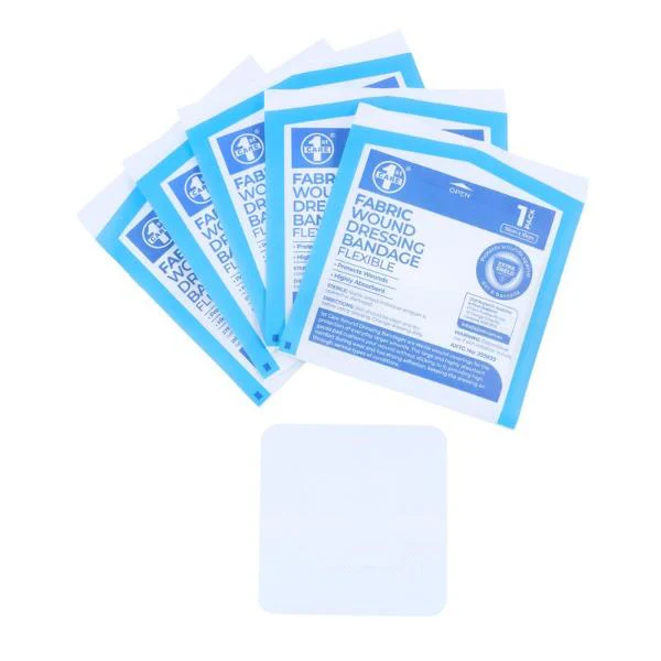 5 Pack Fabric Wound Dressing Bandage - 10cm x 10cm - Image 2