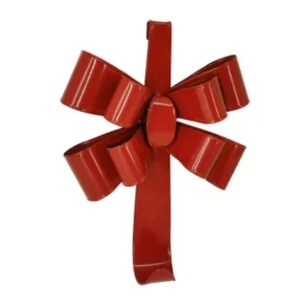 Red Metal Wreath Bow Hanger - 32cm x 44cm
