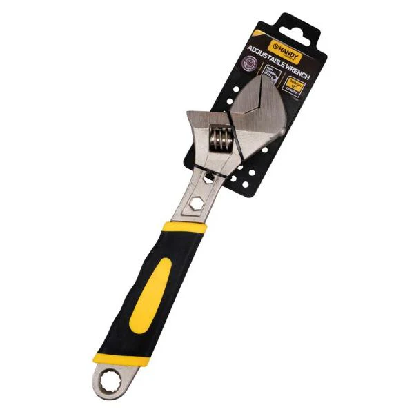 Black & Yellow Soft Grip Handle Adjustable Wrench - 30cm - Image 3