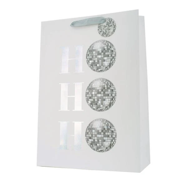X Large Hohoho Disco Ball Gift Bag - 30cm x 42cm x 12cm