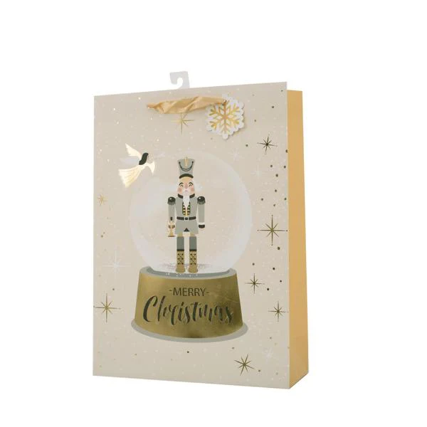 X Large Nutcracker Snow Globe Gift Bag - 30cm x 42cm x 12cm