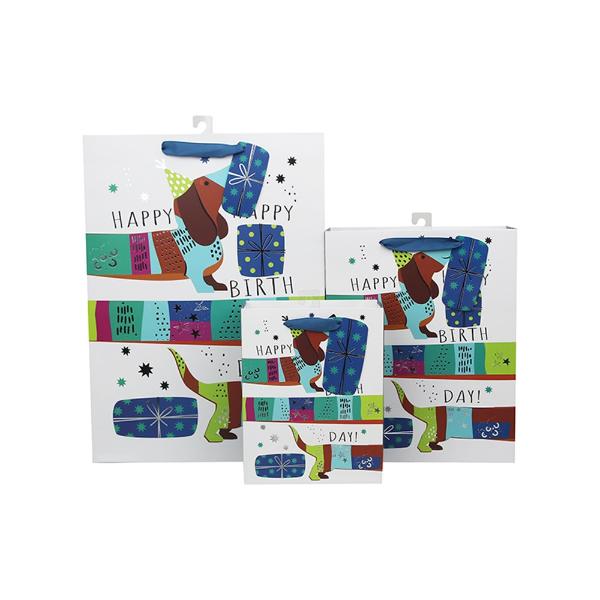 X Large Dachshund Hot Stamp Happy Birthday Gift Bag - 130cm x 42cm x 12cm - Image 2