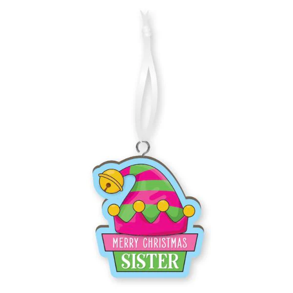 XMAS HANDMAKE WOOD ORNAMENT - MERRY XMAS SISTER