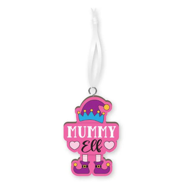 XMAS HANDMAKE WOOD ORNAMENT - MUMMY ELF