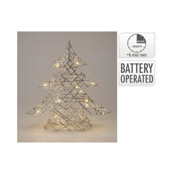 Christmas Silver Tree With 20 Led - 30cm