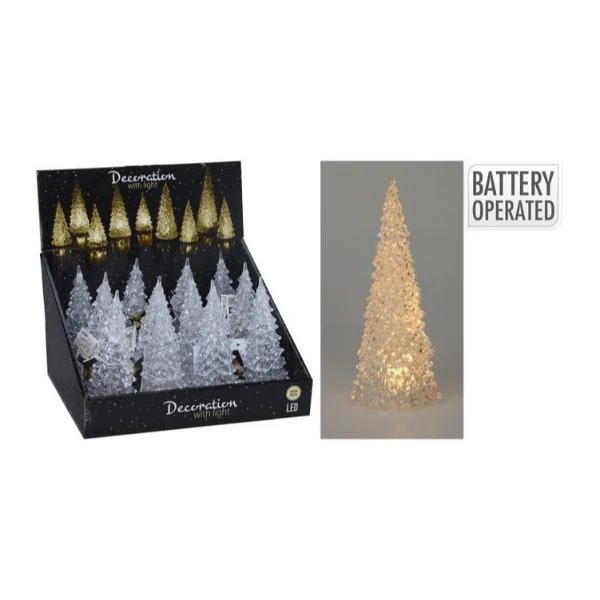Acrylic Christmas Tree With White Led - 17cm