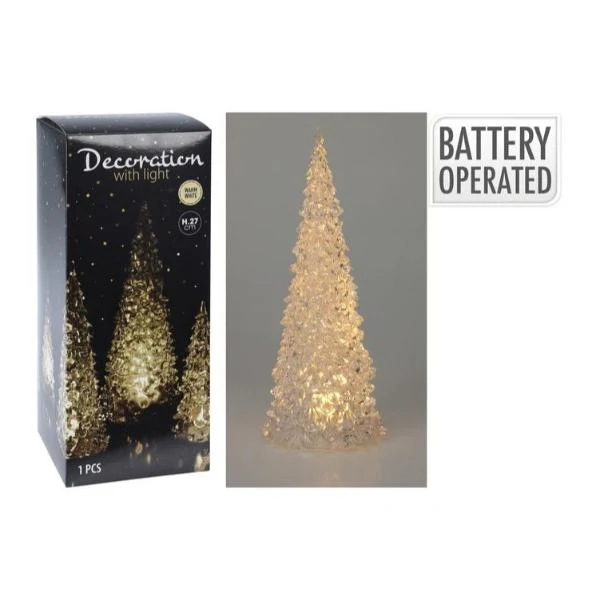 Acrylic Christmas Tree With White Led - 27cm