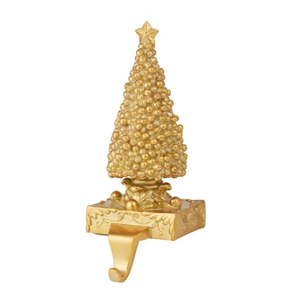 Gold Christmas Tree Stocking Holder - 26cm