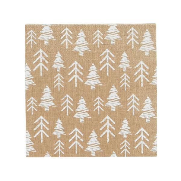 Xmas Trees 20pk 3Ply 33cm Napkin Nat/Wht